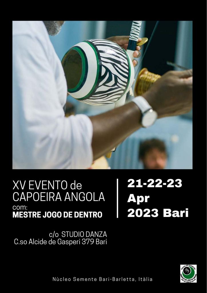 Evento con Mestre Jogo de Dentro a Bari – dal 21 al 23 Aprile&nbsp;2023